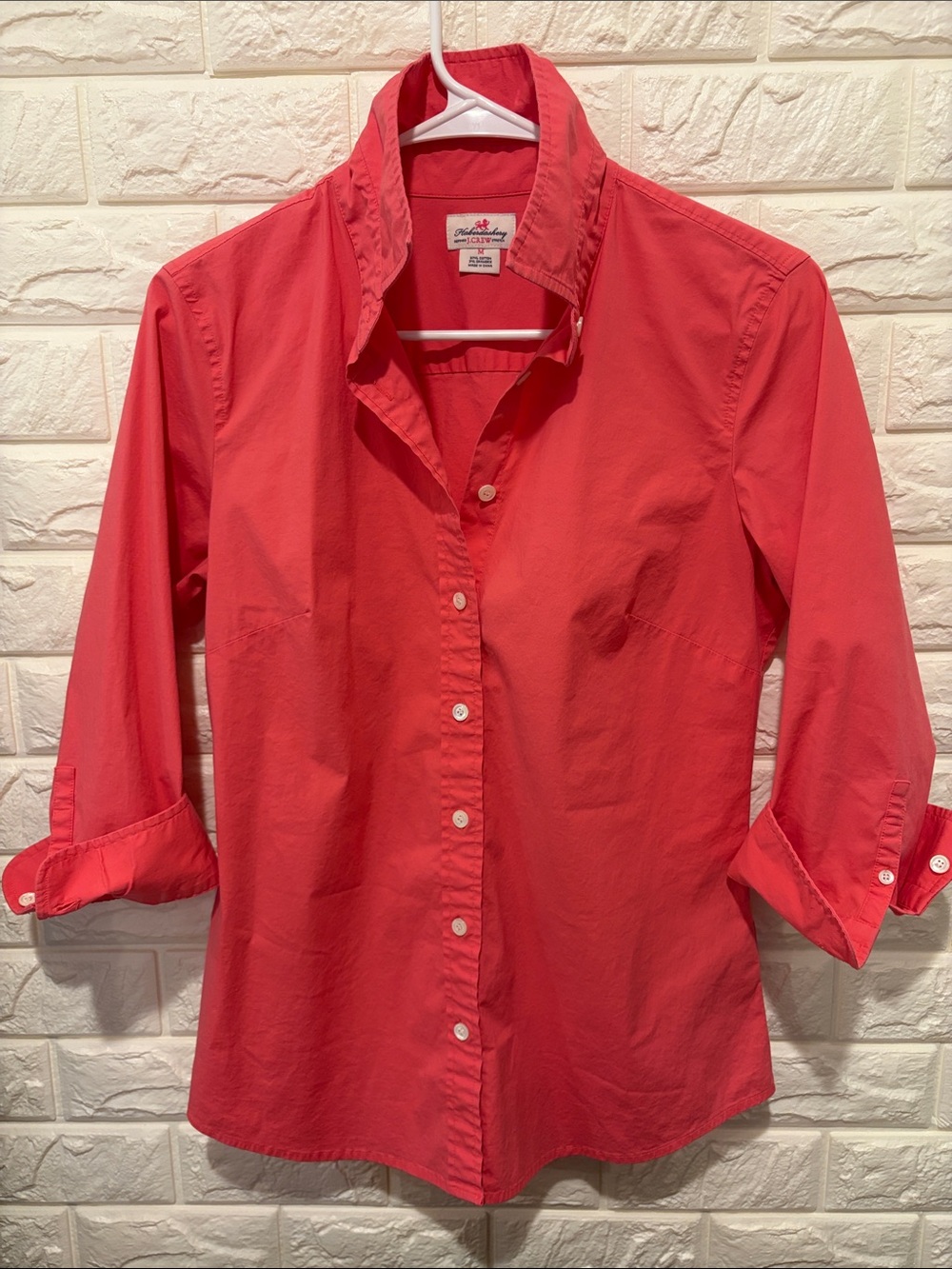 JCrew Women's Button-Down Shirt in Coral Pink